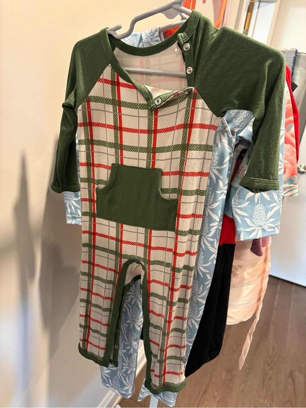 Kyte Baby Green & Red Plaid One-Piece Romper